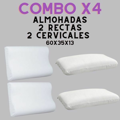 Combo x4 almohada inteligente (2 rectas y 2 cervicales)