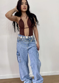 calça bolsos jeans claro - comprar online