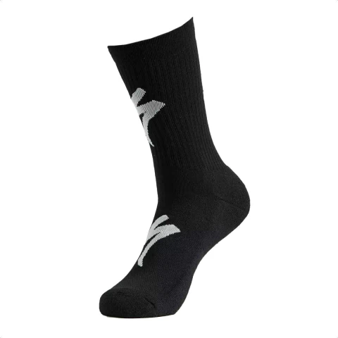Medias Specialized Techno MTB Tall Logo Socks (Black/White)
