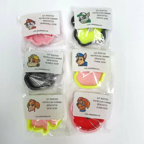 kit Cortadores E Carimbos Biscoito Patrulha Canina