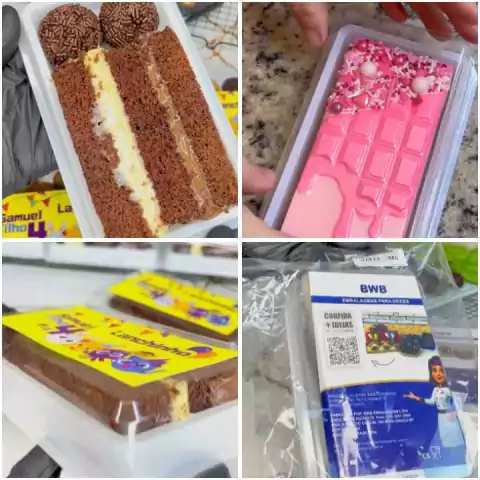 Caixa para Bolo Fatia Tablete Barra de Chocolate 14cm