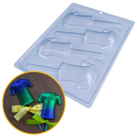 Forma de Acetato Simples Pirulito Futebol Camisa do Brasil