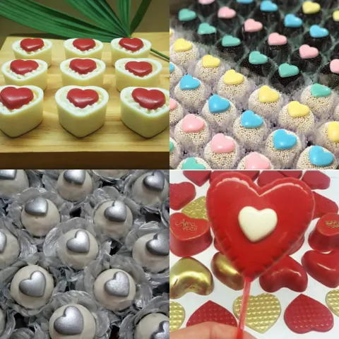 Forma de Acetato Aplique Mini Coração Doces Finos