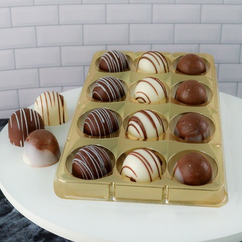 Caixa Para Doces Brigadeiros Trufas e Bombons Redondos Dourada 12 Cavidades - comprar online