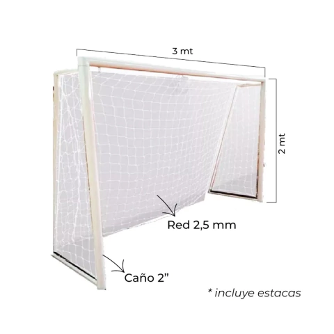 Arco de Futbol Movil 3x2m + Red 2,5mm SAF