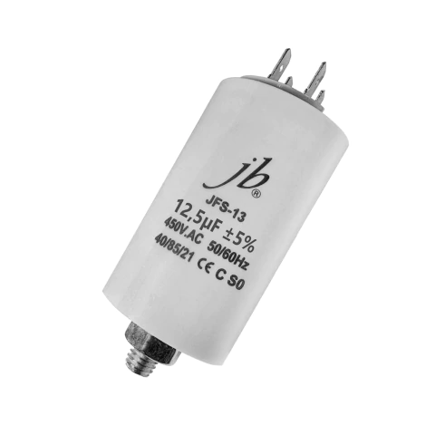 Capacitor de arranque blanco para motor compresor de aire con valor 12,5 uF y voltaje 450V