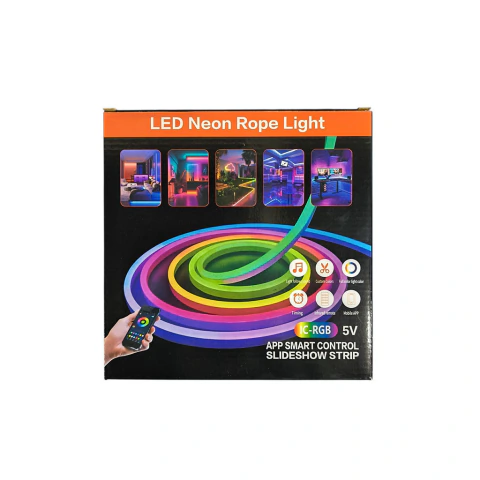 Tira De Neón LED RGB 5050 Con USB Y App | Manguera Flexible Inteligente 5v Control Celular Para Escritorio O Habitación - Nakama