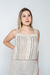 Blusa Regata Linho Premium Listrada Bordado - comprar online