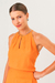 Blusa Alfaiataria Twill Decote Halter e Pregas