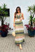Vestido Quadricolor Tricot com Cintura Aberta