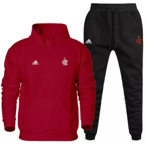 Conjunto de Moletom Flamengo II - Adidas - Blusa Vermelha e calça preta