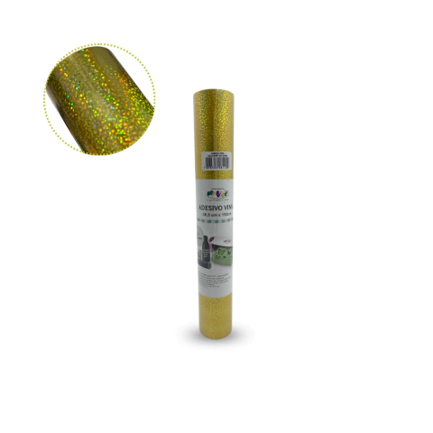 ADESIVO VINIL HOLOGRAFICO OURO ROLO 30,5X152CM OFFPAPER