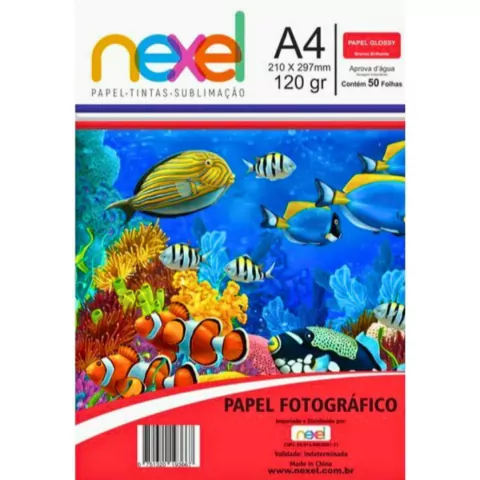 PAPEL FOTO BRILHO A4 120G 50 FLS NEXEL