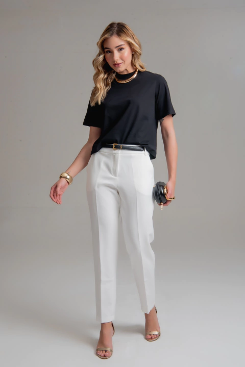 Calça Alfaiataria Reta Com Vinco - comprar online