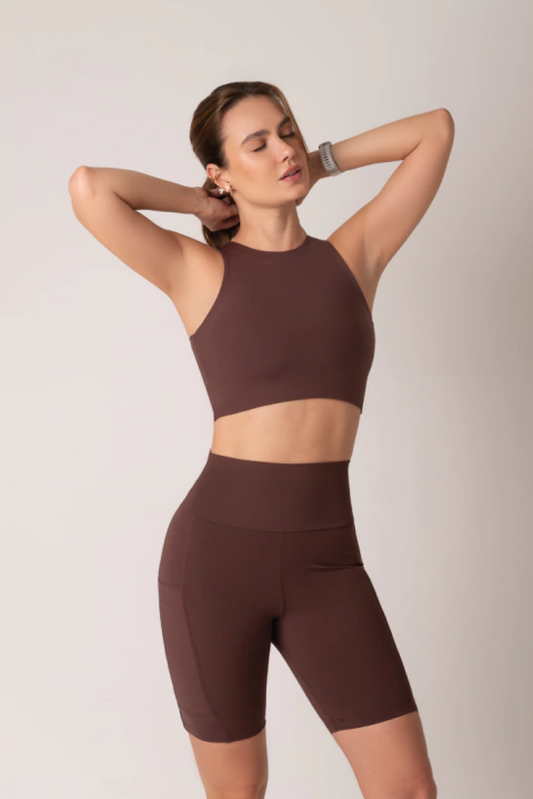 Short Biker Flow Marrom - Athleisure