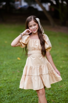 Vestido Flor Bege - comprar online