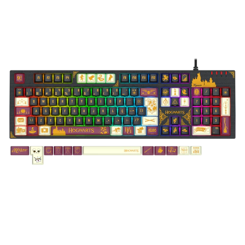 TECLADO MECÂNICO GAMER REDRAGON HARRY POTTER AMSA HOGWART’S SPECIAL EDITION RGB SWITCH MARROM ABNT2