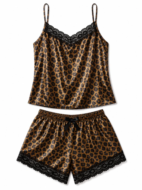 Pijama de Satén Musculosa Animal Print
