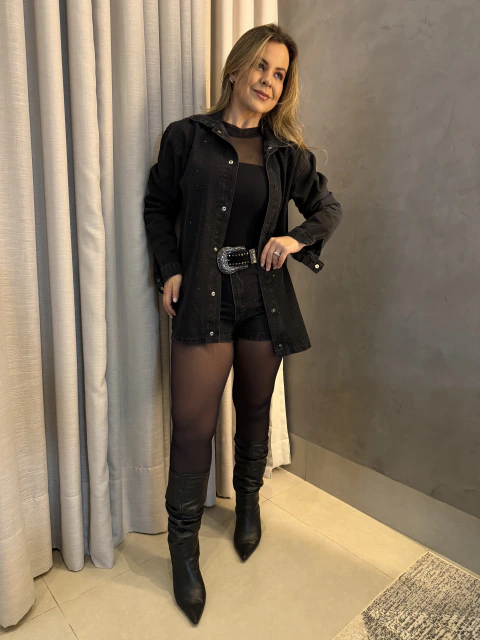 Camisão Jeans Estonado Brilho