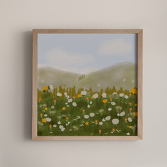 Ilustración cuadrada 21x21, arte floral de pared, impresión de arte mural - Tuky Waingan Handmade
