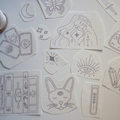 Kit Bordado Stickers Diseño Autoadhesivos Y Solubles En Agua “Sabiduría Mística” - Tuky Waingan Handmade