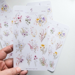 Imagen de Hoja De 14 Stickers Botánicos Romantic Bullet Bujo Scrapbook