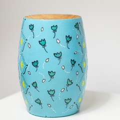 Mate pintado a mano con bombilla. Celeste - Tuky Waingan Handmade