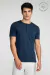 Camiseta de Algodão Egípcio Henley Manga Curta Marinho