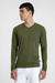 Camiseta de Algodão Egípcio Gola V Manga Longa Militar