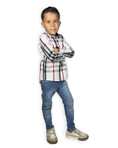 Camisa Trajanos Infantil Xadrez Preto e Vermelho - Pai e Filho - Trajano's