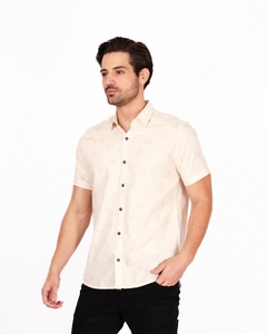Camisa Manga Curta Viscolinho - Estampa coqueiros - Verão