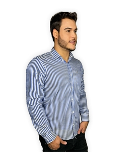 Camisa Trajano's Manga Longa com Bolso 100% Algodão Listrada - comprar online
