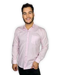 Camisa Trajano's Manga Longa com Bolso 100% Algodão Listrada