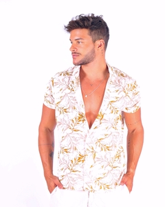 Camisa Manga Curta 100% Viscose com Estampa Folhagens - Trajano's