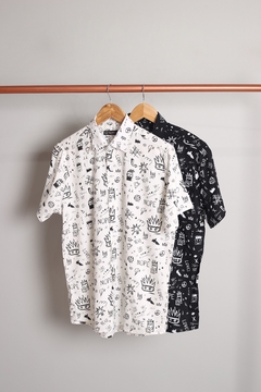 Camisa Manga Curta Estampa Exclusiva Ilustrações - Viscose - loja online