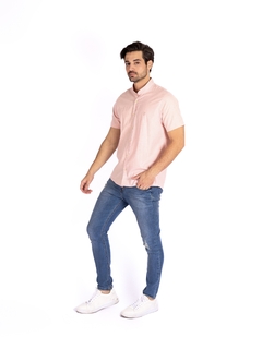 Camisa Manga Curta Gola Padre em Viscolinho c/ Botões pérola - Trajano's
