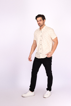 Camisa Manga Curta Viscolinho Mini Coqueiros e Folhas Verão - comprar online