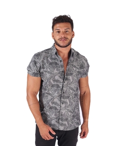 Camisa Manga Curta Trajano's Estampa Folhas "Bordadas" Verão