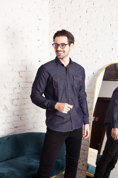 Dia dos Pais - Camisa Manga Lonaga Jeans com 2 Bolsos - comprar online