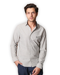 Camisa Manga Longa com Listras Finas SlimFit -Tecido Premium - comprar online