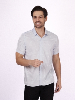Camisa Manga Curta em Viscose com Estampa Exclusiva Formas - Trajano's