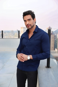 Camisa Social Clássica Slim - Tecido Misto - Anti Amassados - Trajano's