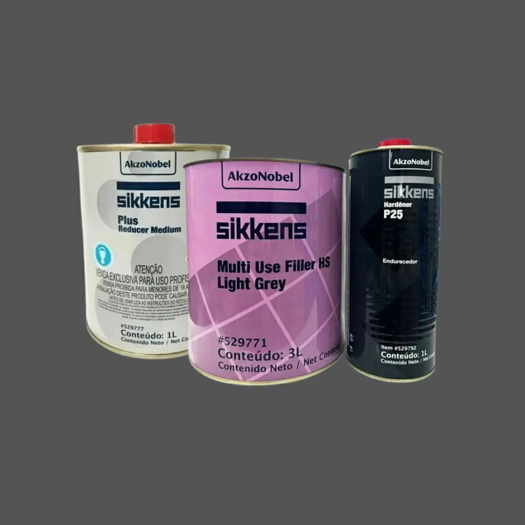Kit Primer Sikkens - Multi Use Filler 1 litro + Endurecedor P25 500ml + Plus Reducer Medium 1 litro