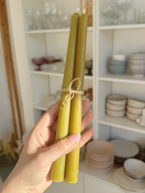 Velas Largas LaMari Verde Set x2