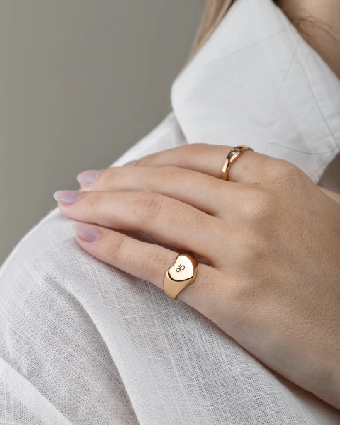 Anel Coração Ajustável Personalizado | Banhado a Ouro 18k - comprar online