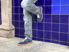 Tenis Sneakers Cómodos ED Atacama Gamuza Azul De Piel en internet