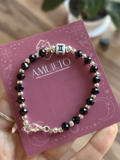 PULSERA CRISTALES 6MM SIGNOS DEL ZODIACO ACERO BLANCO (GÉMINIS) - Amuleto