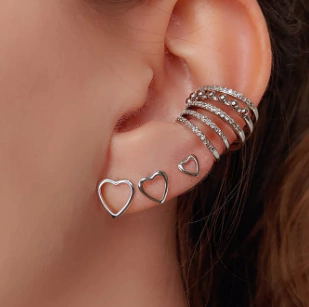 Brinco Trio de Coração Vazado