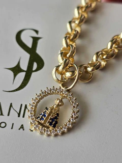 Pulseira Elo Português 6mm de Moeda Antiga com Pingente Nossa Senhora de brinde - comprar online