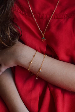 Pulseira Infantil Coração Cristal Dourado - comprar online